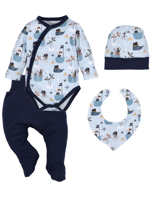 NINI 4 pièces Ensemble Bleu 3-6M (68 cm)