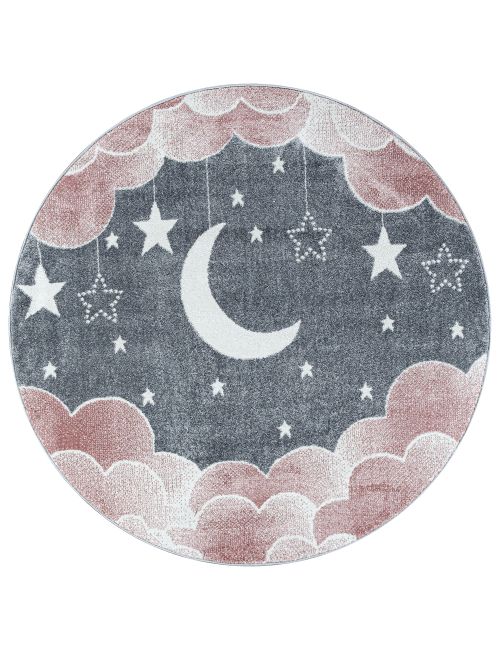 Teppich Rund Mond Wolken rosa 120x120