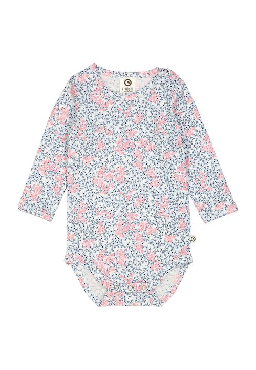 Müsli by Green Cotton Langarmbody Blumen weiß 62